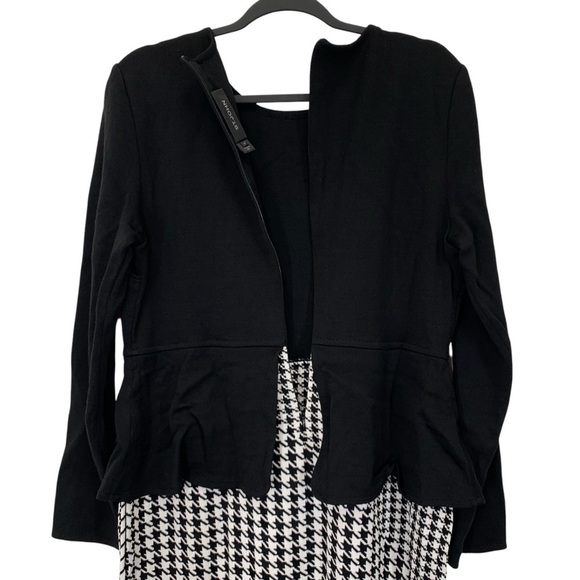 St. John Dress Womens 14 Black Houndstooth Peplum Milano Knit Stretch Sheath - Picture 8 of 10